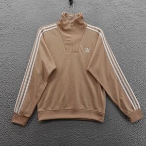 Adidas Originals Funnel Neck 3 Stripes Quarter Zip Track Top Small Beige Men NWT